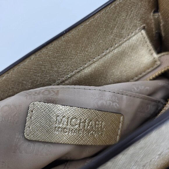 Michael Kors Dillon Large Satchel Champagne Gold Saffiano Leather - Picture 9 of 16